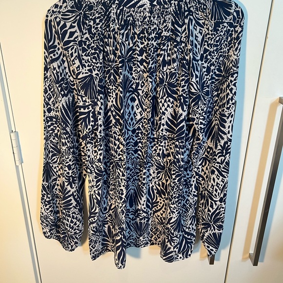 Lilly Pulitzer Navy and White Blouse-Elsa Silk - Picture 5 of 7